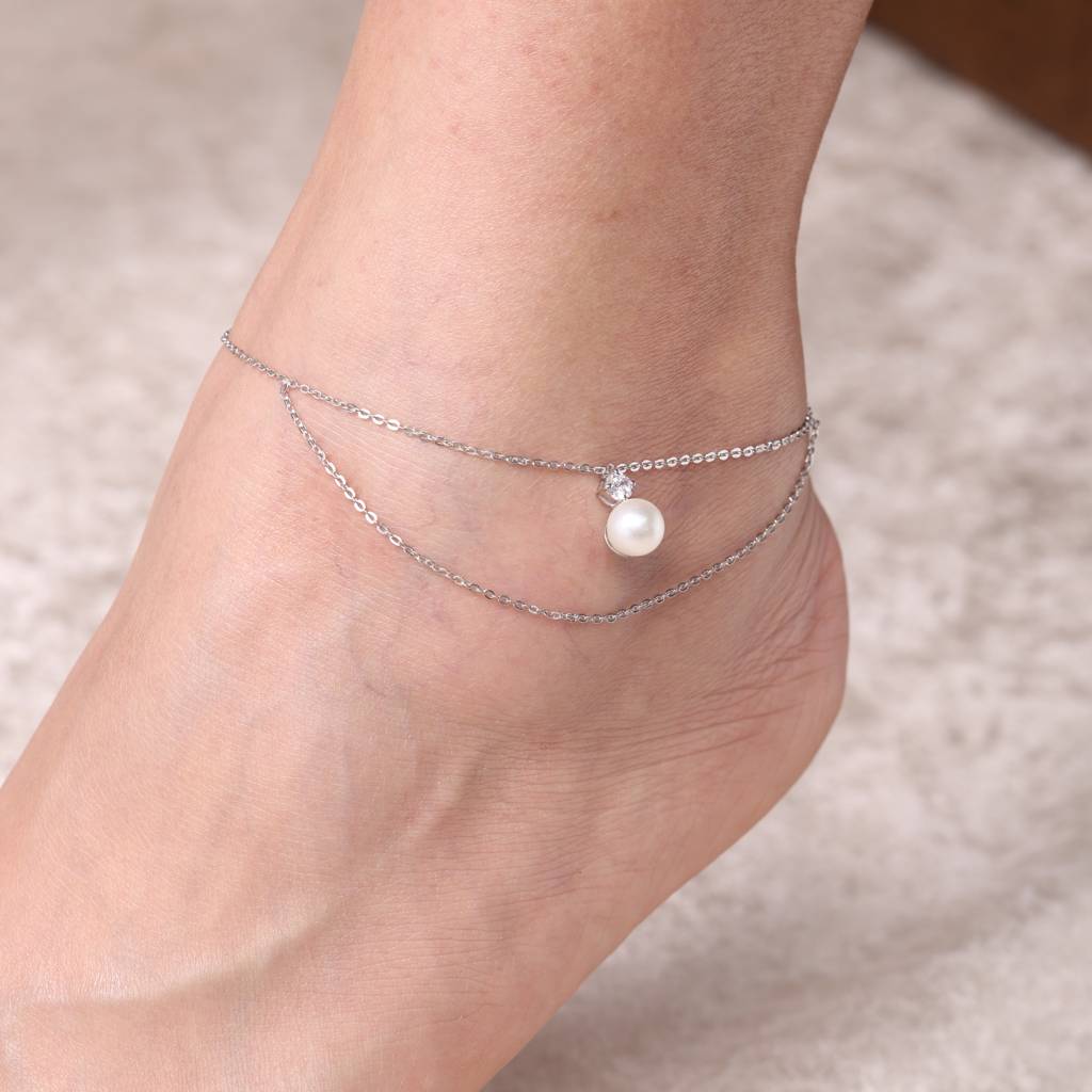 Timeless Pearl Anklet In 92.5 Sterling Silver : WH-AK-055-SL(PR)
