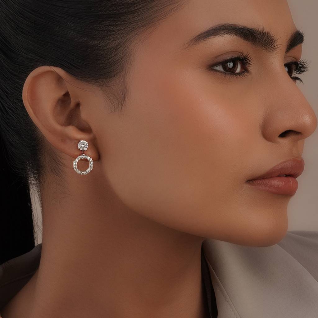 Halo Stud Convertible Earrings In 92.5 Sterling Silver : WH-ER-149-GD