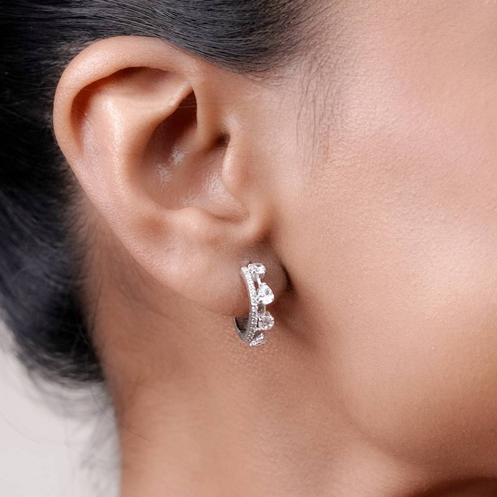 Lush Drop Hoops In 92.5 Sterling Silver : WH-ER-151-GD