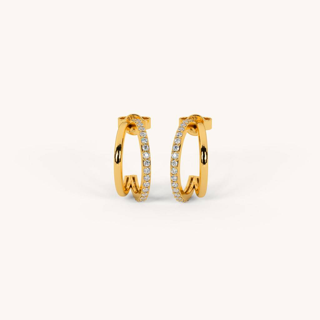 Dual Curve Hug Hoops In 92.5 Sterling Silver : WH-ER-152-GD