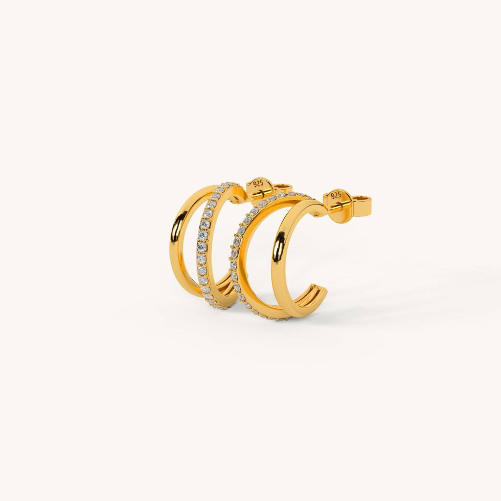 Dual Curve Hug Hoops In 92.5 Sterling Silver : WH-ER-152-GD