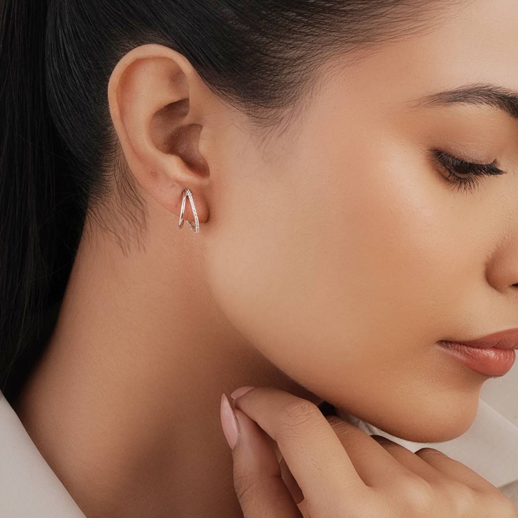 Dual Curve Hug Hoops In 92.5 Sterling Silver : WH-ER-152-GD
