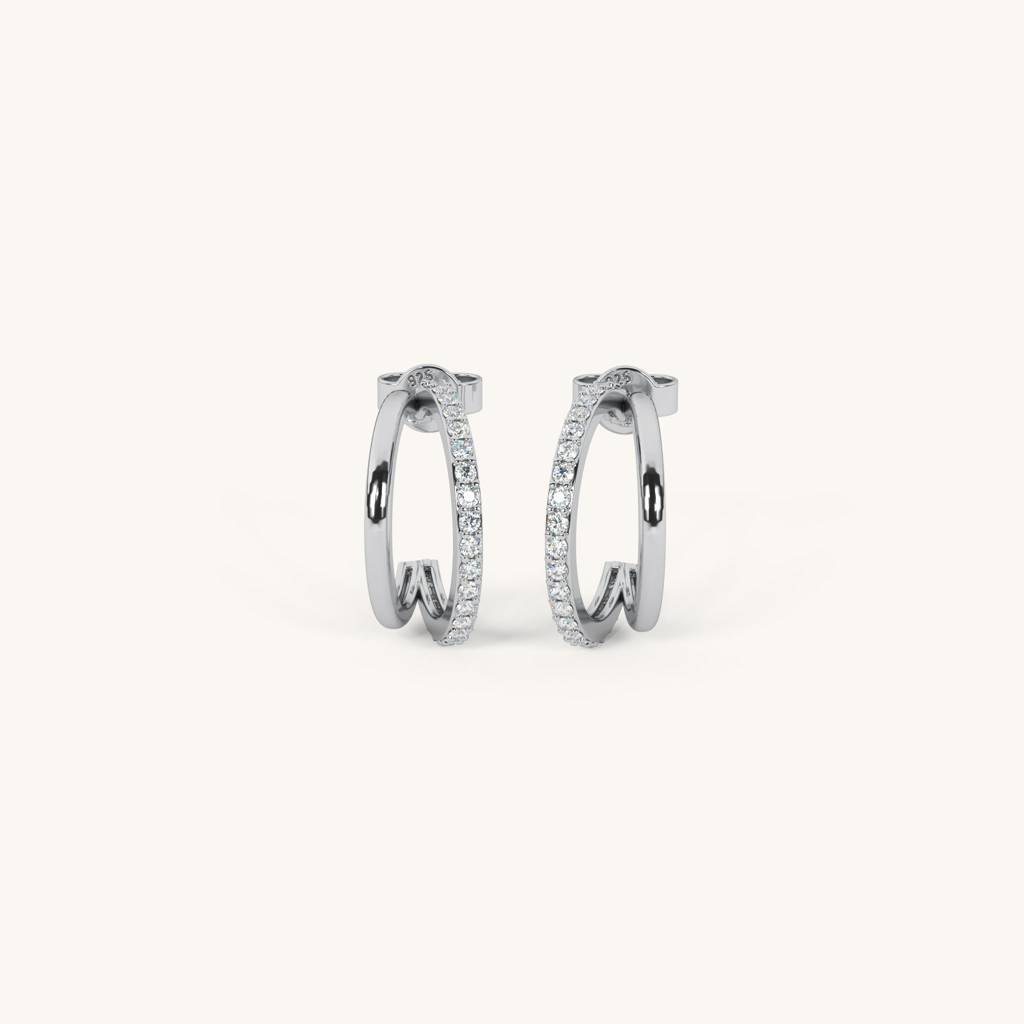 Dual Curve Hug Hoops In 92.5 Sterling Silver : WH-ER-152-SL