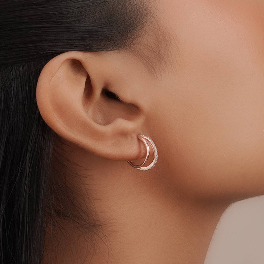 Dual Curve Hug Hoops In 92.5 Sterling Silver : WH-ER-152-SL