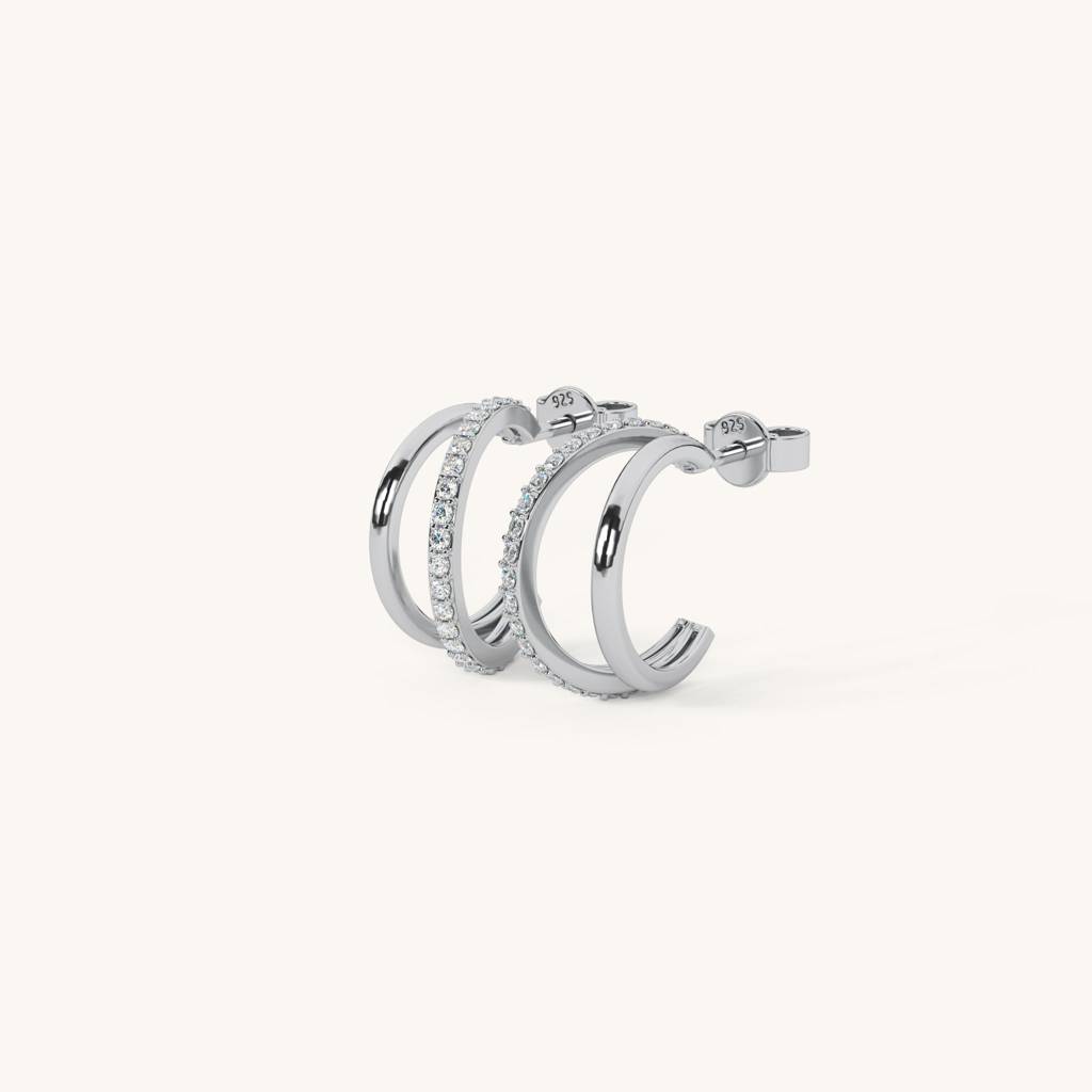 Dual Curve Hug Hoops In 92.5 Sterling Silver : WH-ER-152-SL