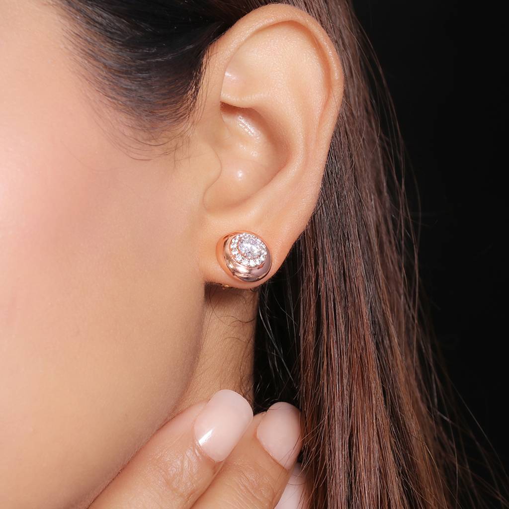 Halo Glint Studs In 92.5 Sterling Silver : WH-ER-161-GD