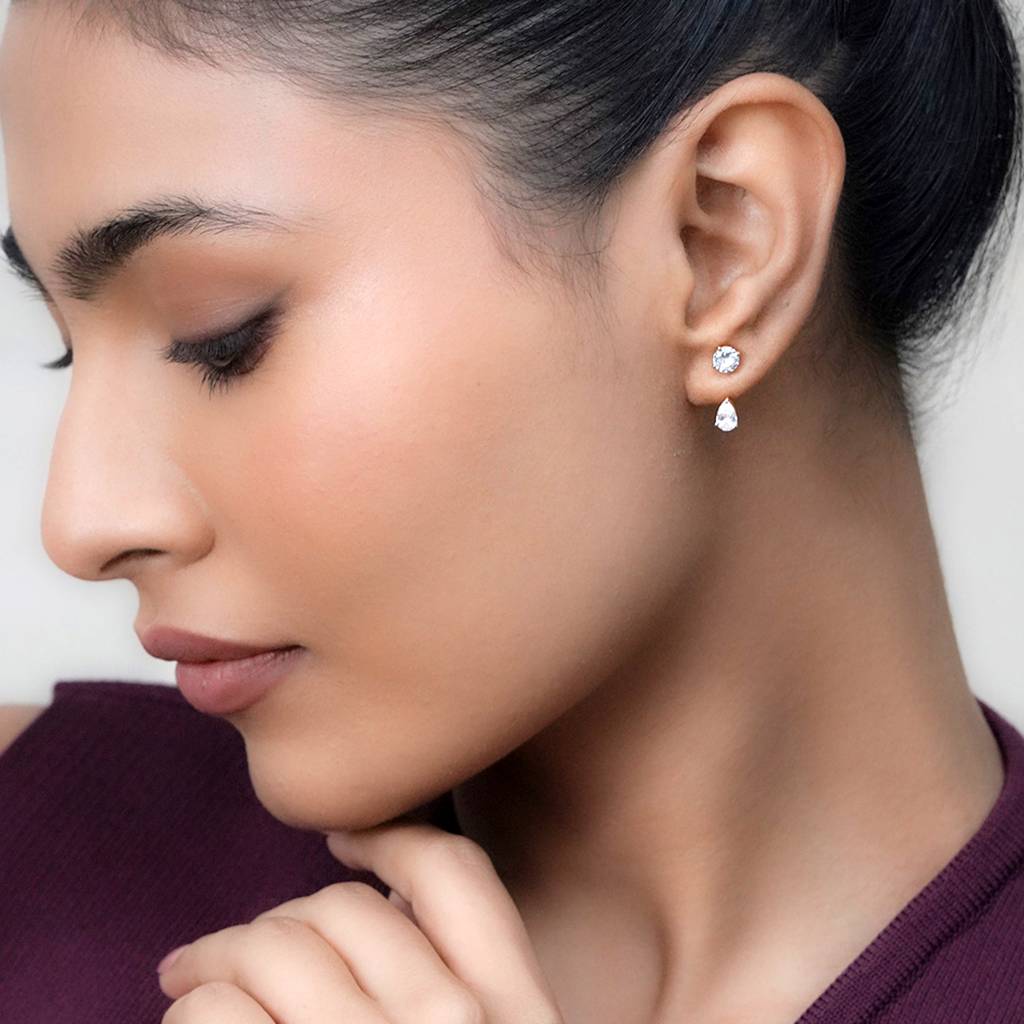 Glitz Convertible Studs In 92.5 Sterling Silver : WH-ER-174-GD