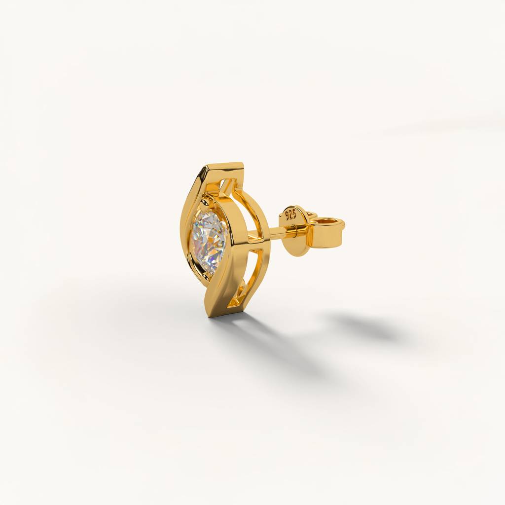 Sparkle Eye Studs In 92.5 Sterling Silver : WH-ER-196-GD