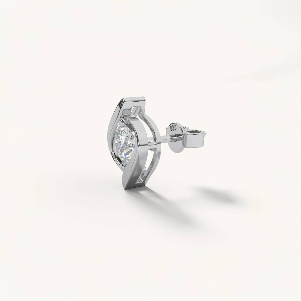 Sparkle Eye Studs In 92.5 Sterling Silver : WH-ER-196-SL