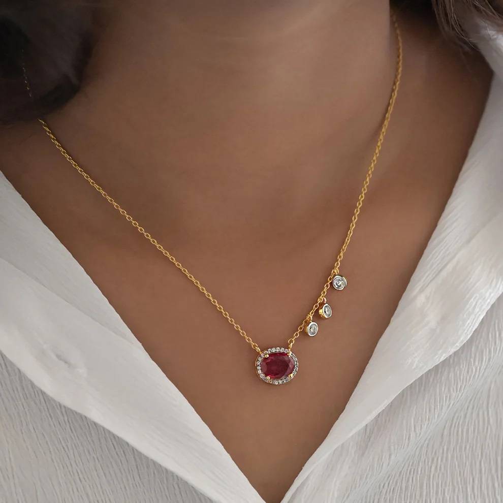 Ruby Diamond Necklace : WH-NK-140-GD