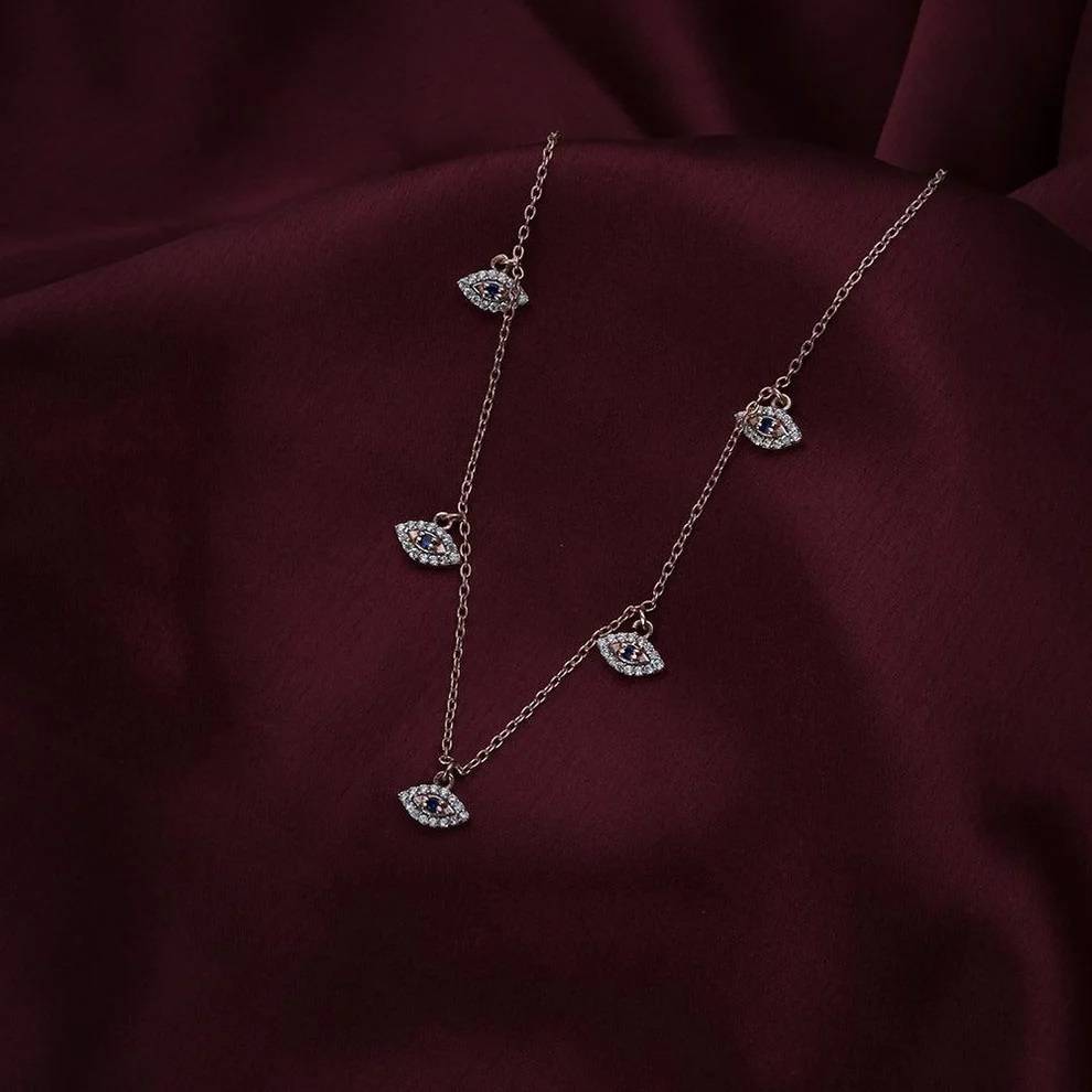 Nazira Evil Eye Necklace In 92.5 Sterling Silver : WH-NK-141-RG