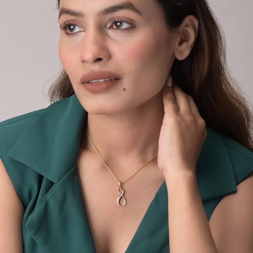 Timeless Infinity Necklace In 92.5 Sterling Silver : WH-NK-142-GD