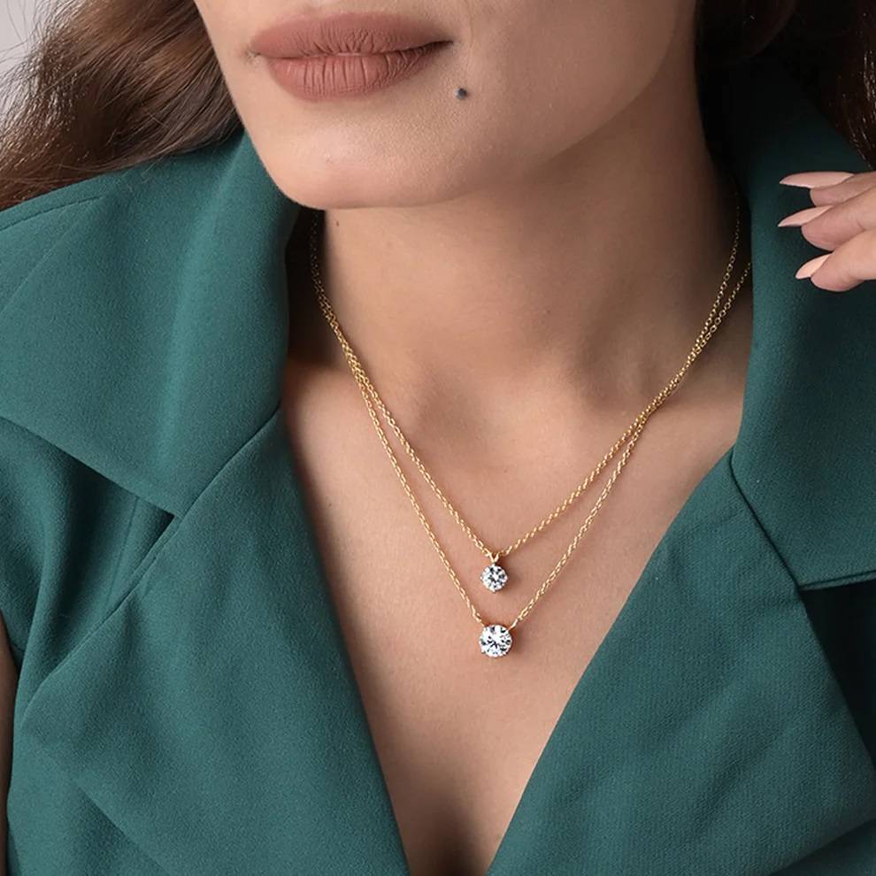 Twin Radiance Necklace In 92.5 Sterling Silver : WH-NK-144-GD