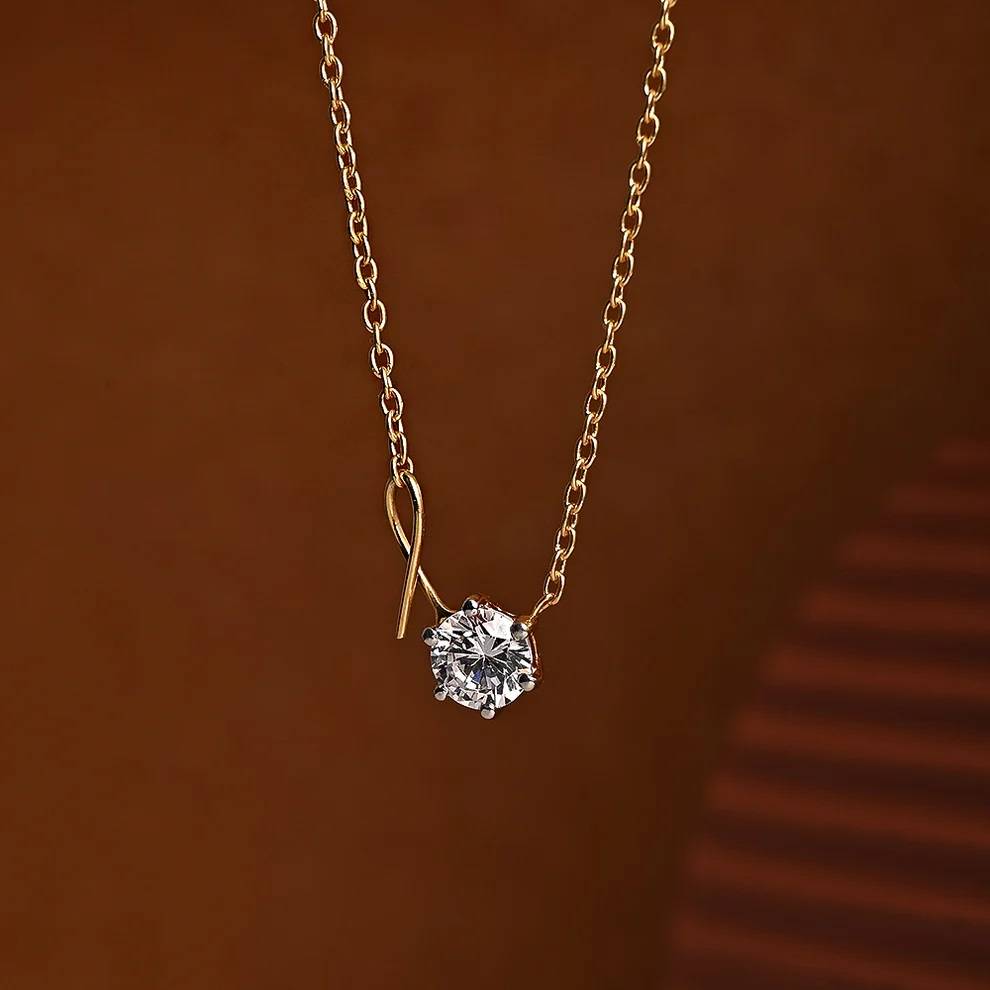 Ribbon Radiance Necklace In 92.5 Sterling Silver : WH-NK-147-GD