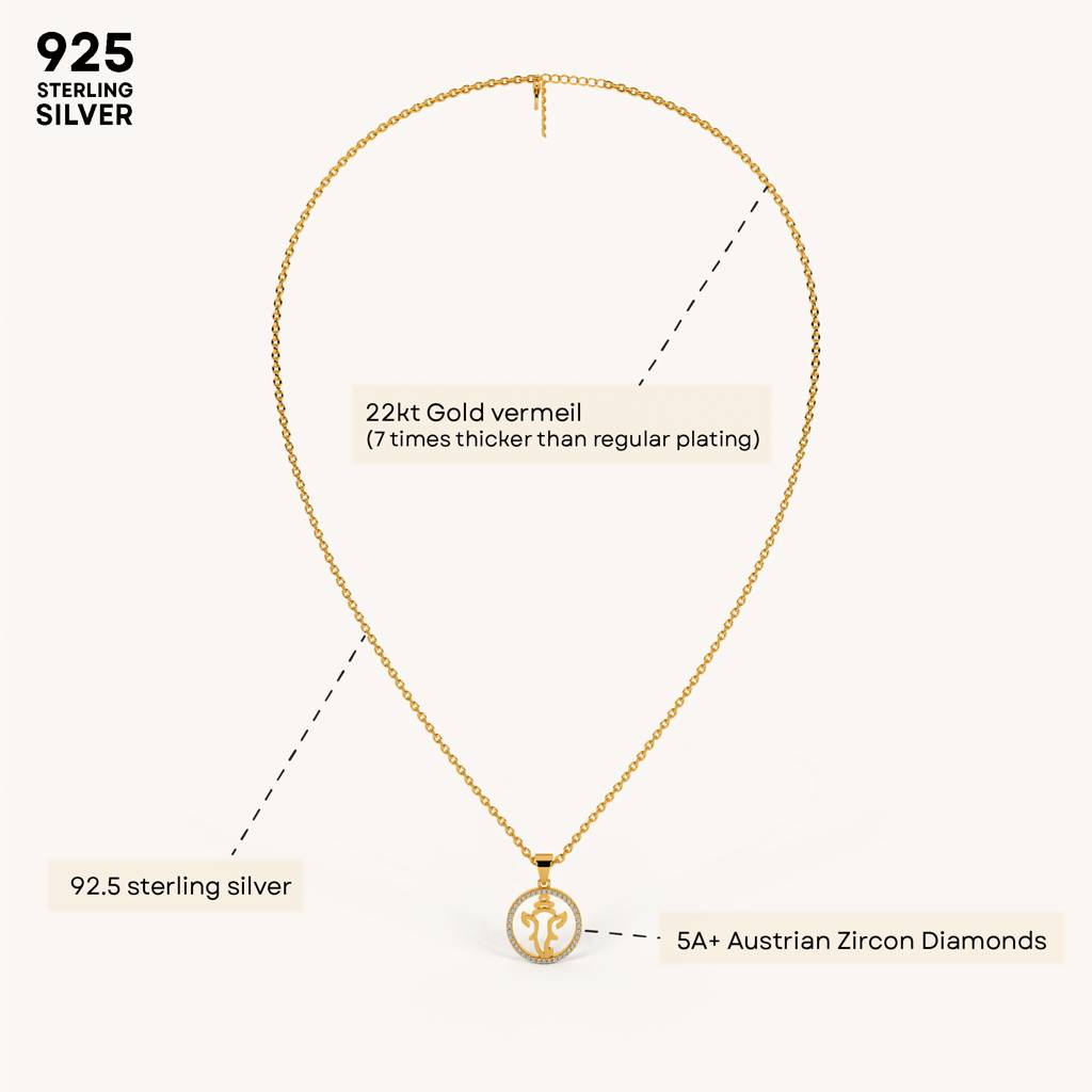 Ganpati Circle Necklace In 92.5 Sterling Silver : WH-NK-GP-003-GD
