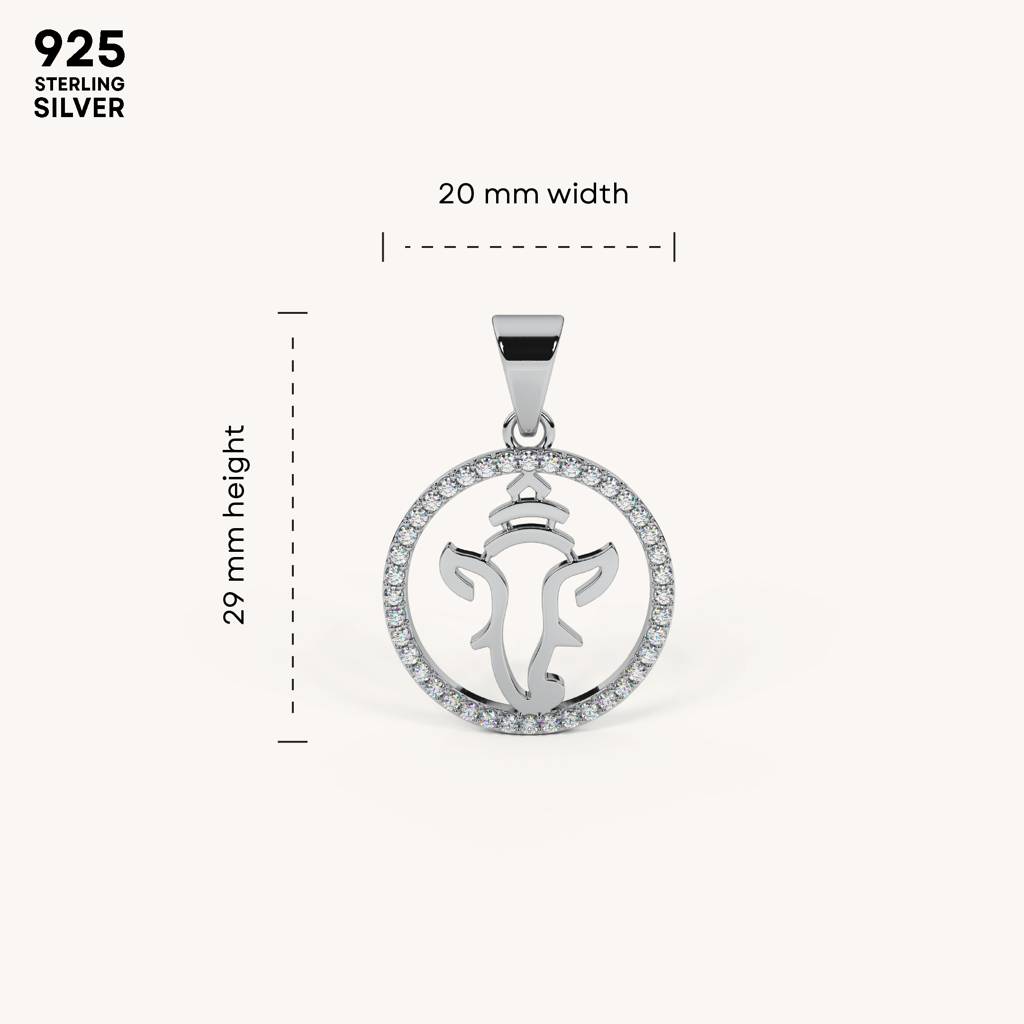 Ganpati Circle Necklace In 92.5 Sterling Silver : WH-NK-GP-003-SL