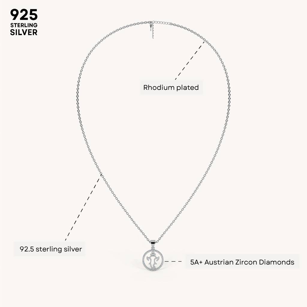 Ganpati Circle Necklace In 92.5 Sterling Silver : WH-NK-GP-003-SL