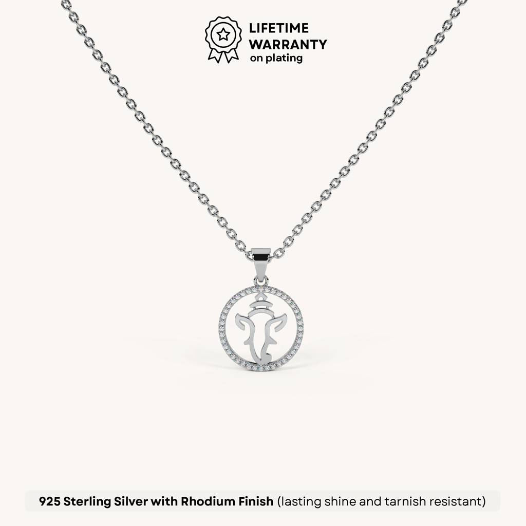 Ganpati Circle Necklace In 92.5 Sterling Silver : WH-NK-GP-003-SL