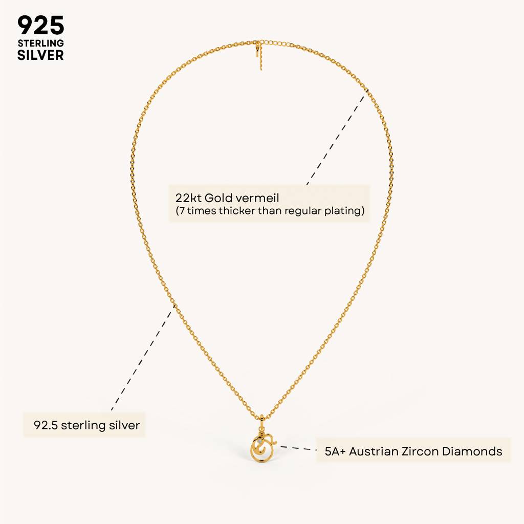 Ganpati Swirl Necklace In 92.5 Sterling Silver : WH-NK-GP-004-GD