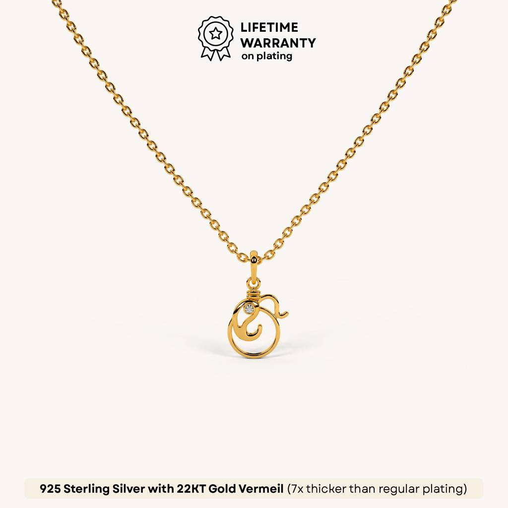Ganpati Swirl Necklace In 92.5 Sterling Silver : WH-NK-GP-004-GD