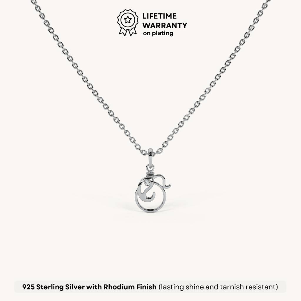 Ganpati Swirl Necklace In 92.5 Sterling Silver : WH-NK-GP-004-SL