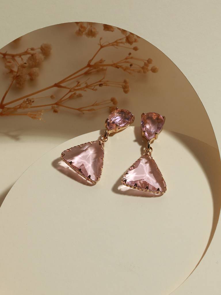 Gold-Plated Contemporary Drop Earrings : WJ-JS23-ER0022