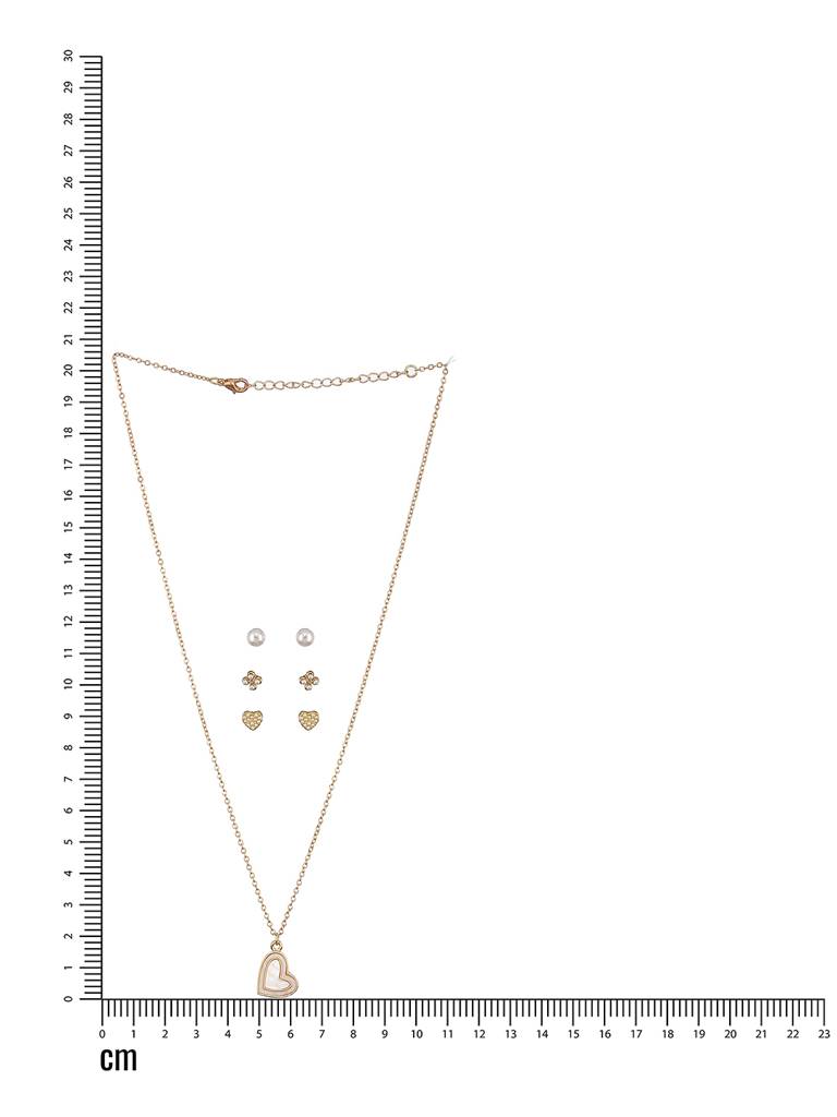 Rose Gold-Plated Cz Studded Heart Shape Jewellery Set : WJ-JS23-NL0055