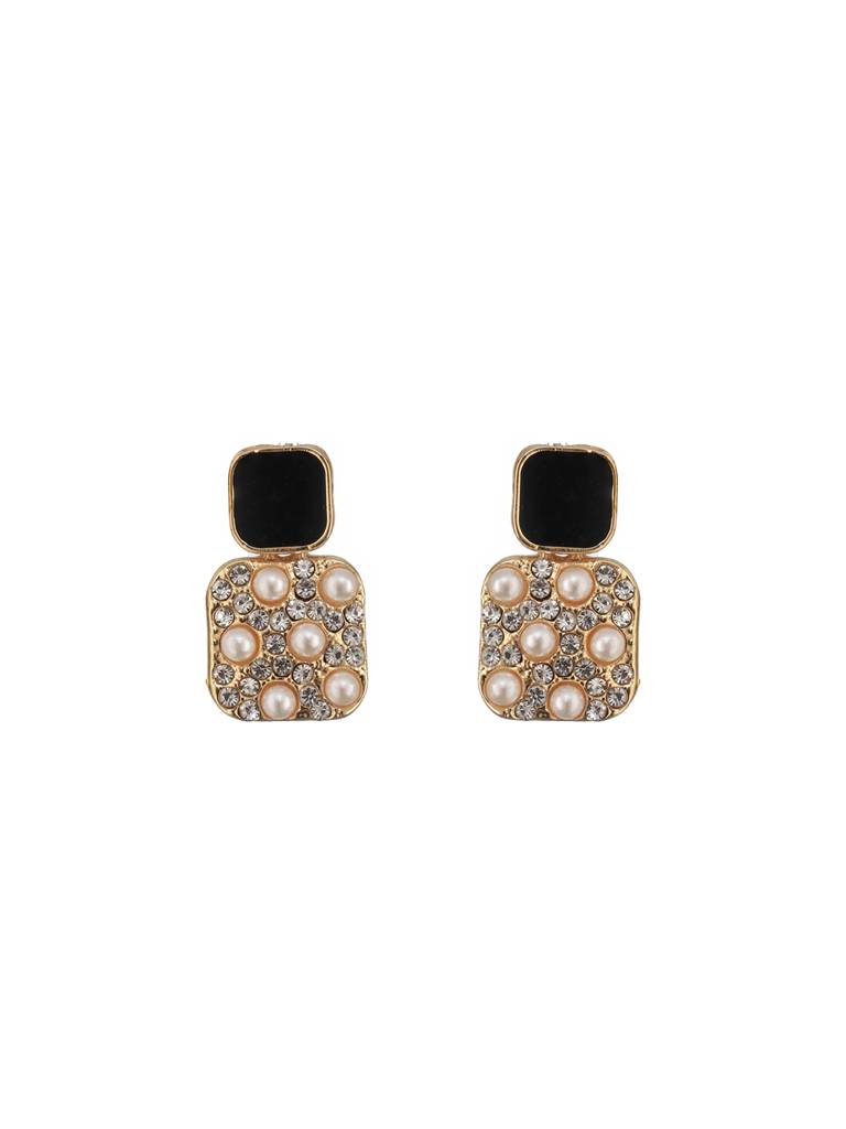 Set Of 2 Cubic Zirconia Studded Contemporary Half Hoop Earrings : WJ-JS24-ER0125