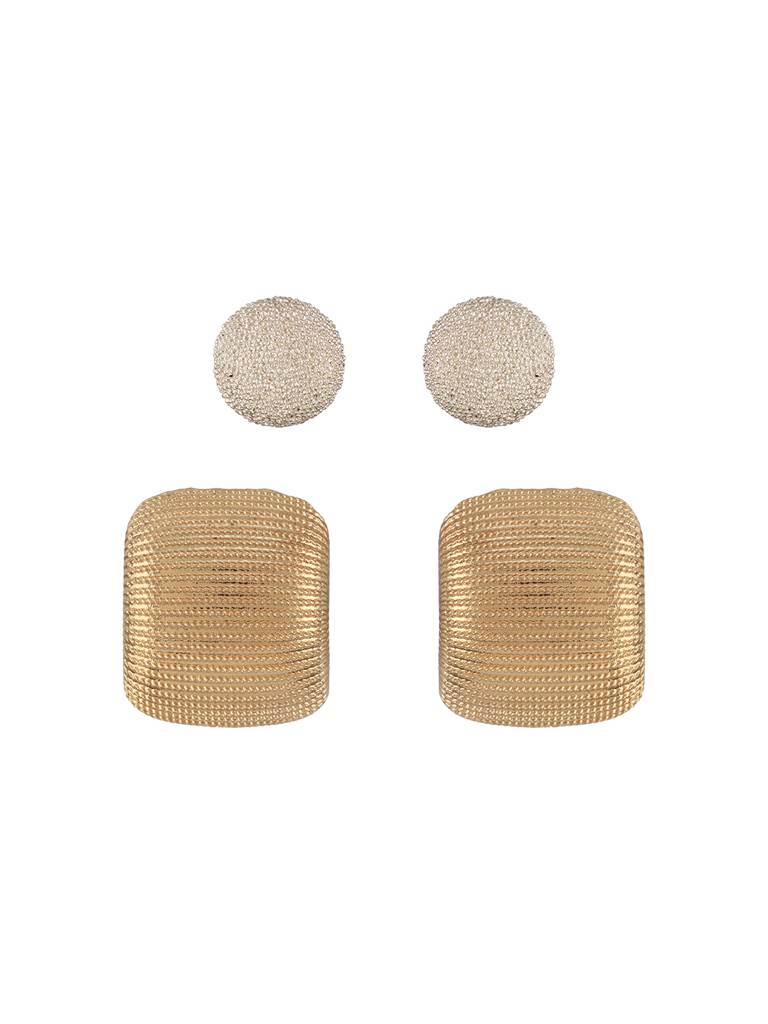 Set Of 2 Gold-Plated Contemporary Studs : WJ-JS24-ER0135