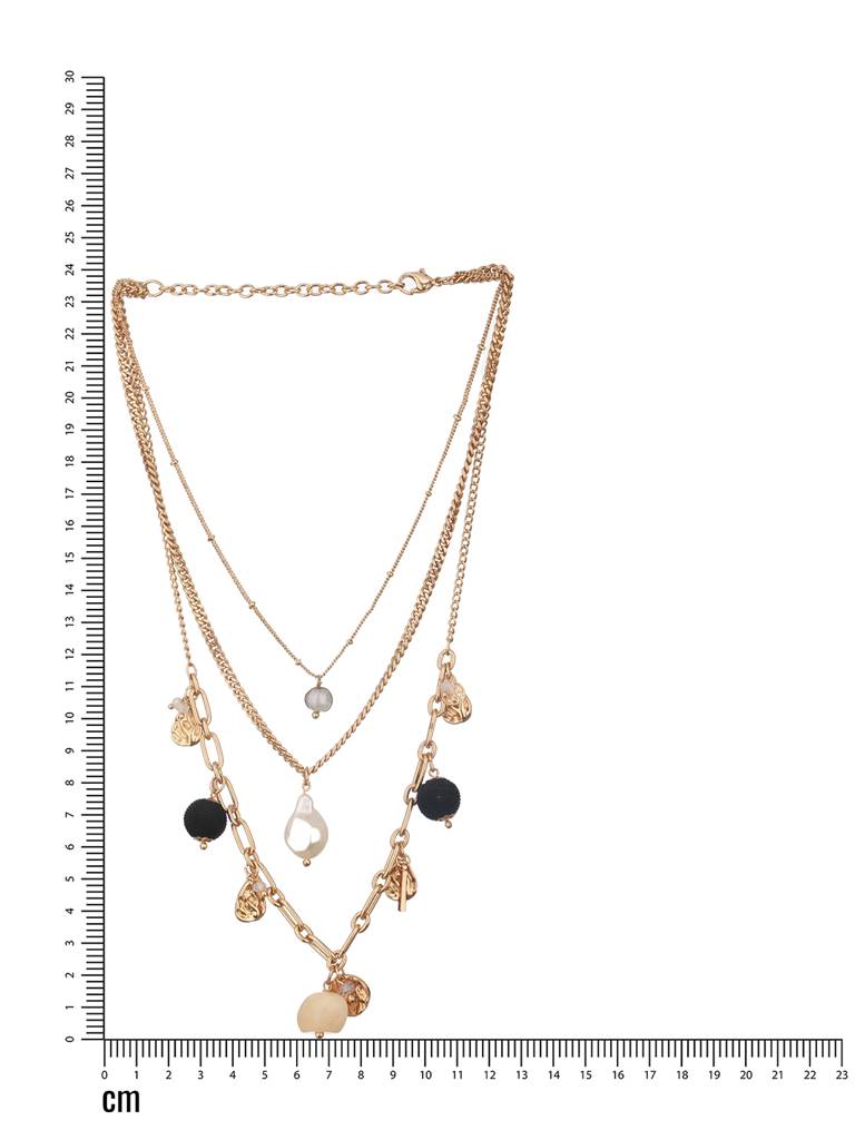 Gold-Plated Pearl Beaded Layered Necklace : WJ-JS24-NL0058