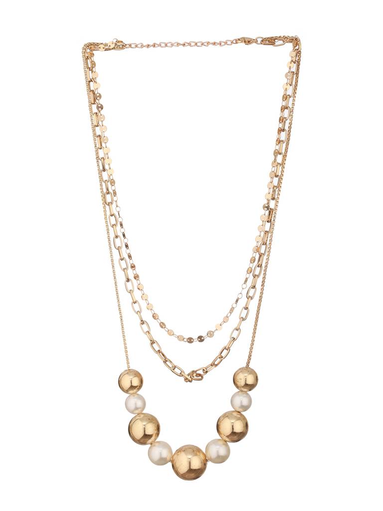 Brass Gold Plated Layered Necklace : WJ-JS24-NL0061