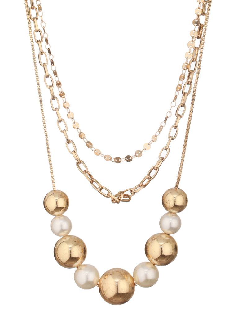 Brass Gold Plated Layered Necklace : WJ-JS24-NL0061