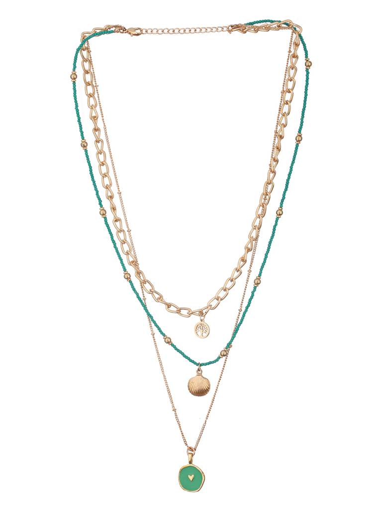 Brass Gold-Plated Enamelled Layered Necklace : WJ-JS24-NL0072