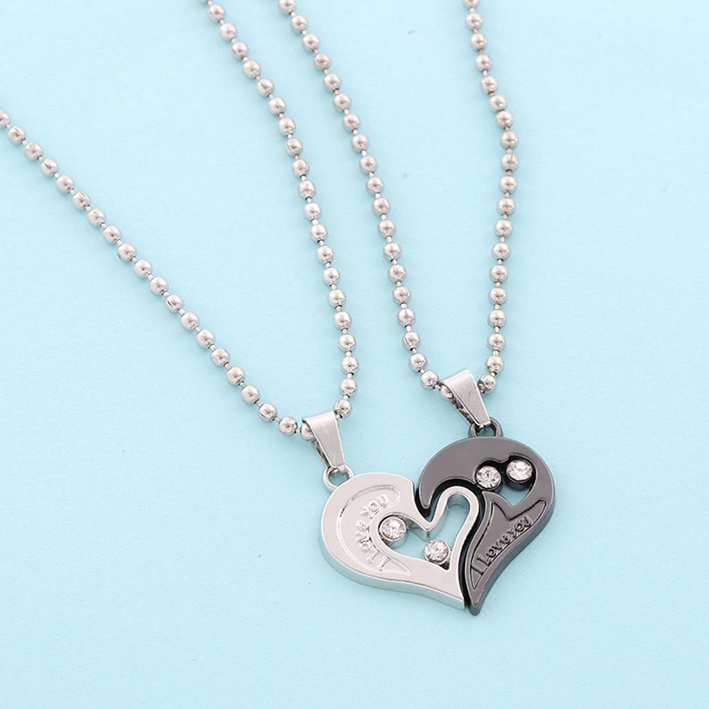 Lover'S Valentine Special Broken Two Half Heart Shape Love Pendant Locket Necklace Chain Jewellery : WJ-JS24-NL0097
