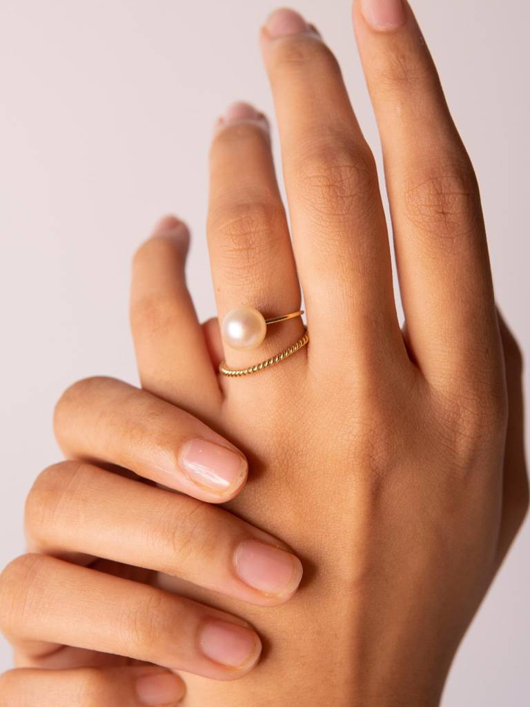 Stac Suspended Pearl Ring
