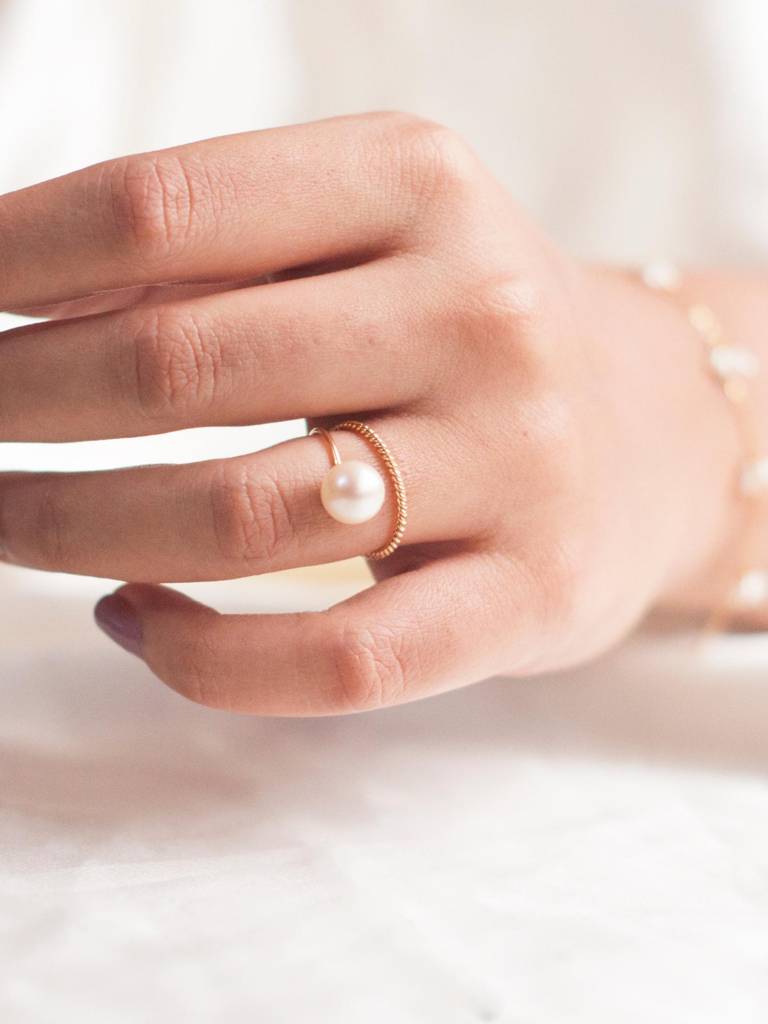 Stac Suspended Pearl Ring
