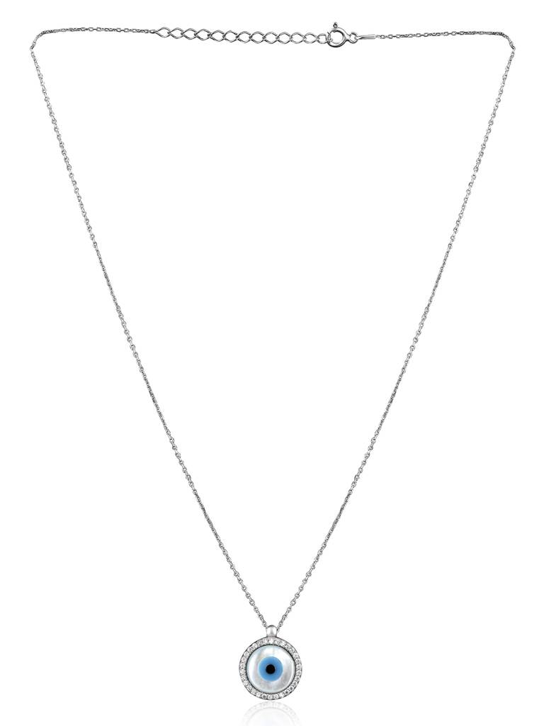 Pure Silver Disc Evil Eye Necklace : WNC001