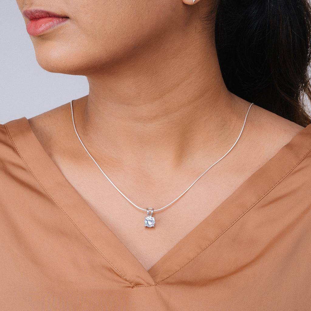 Dove Solitaire Pendant With Chain