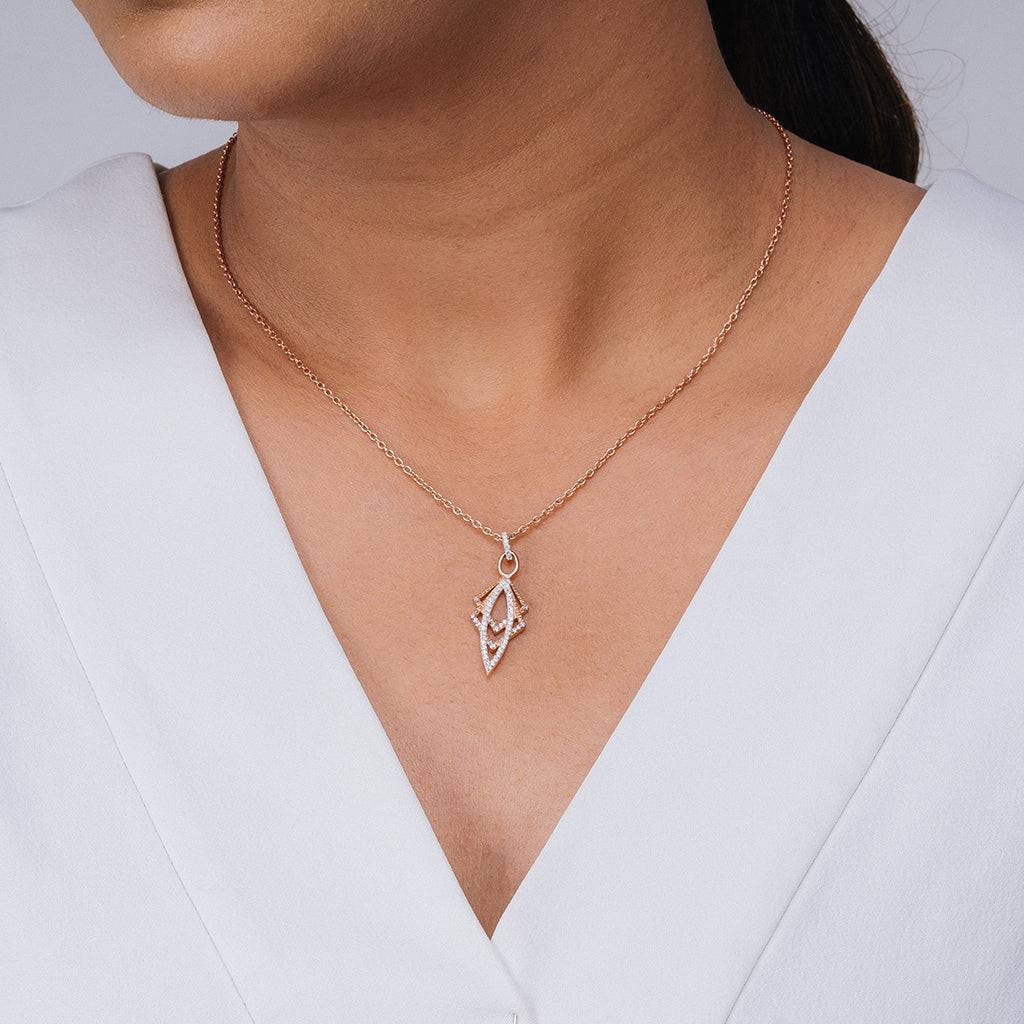 Dual-Tone Oval Pendant With Chain