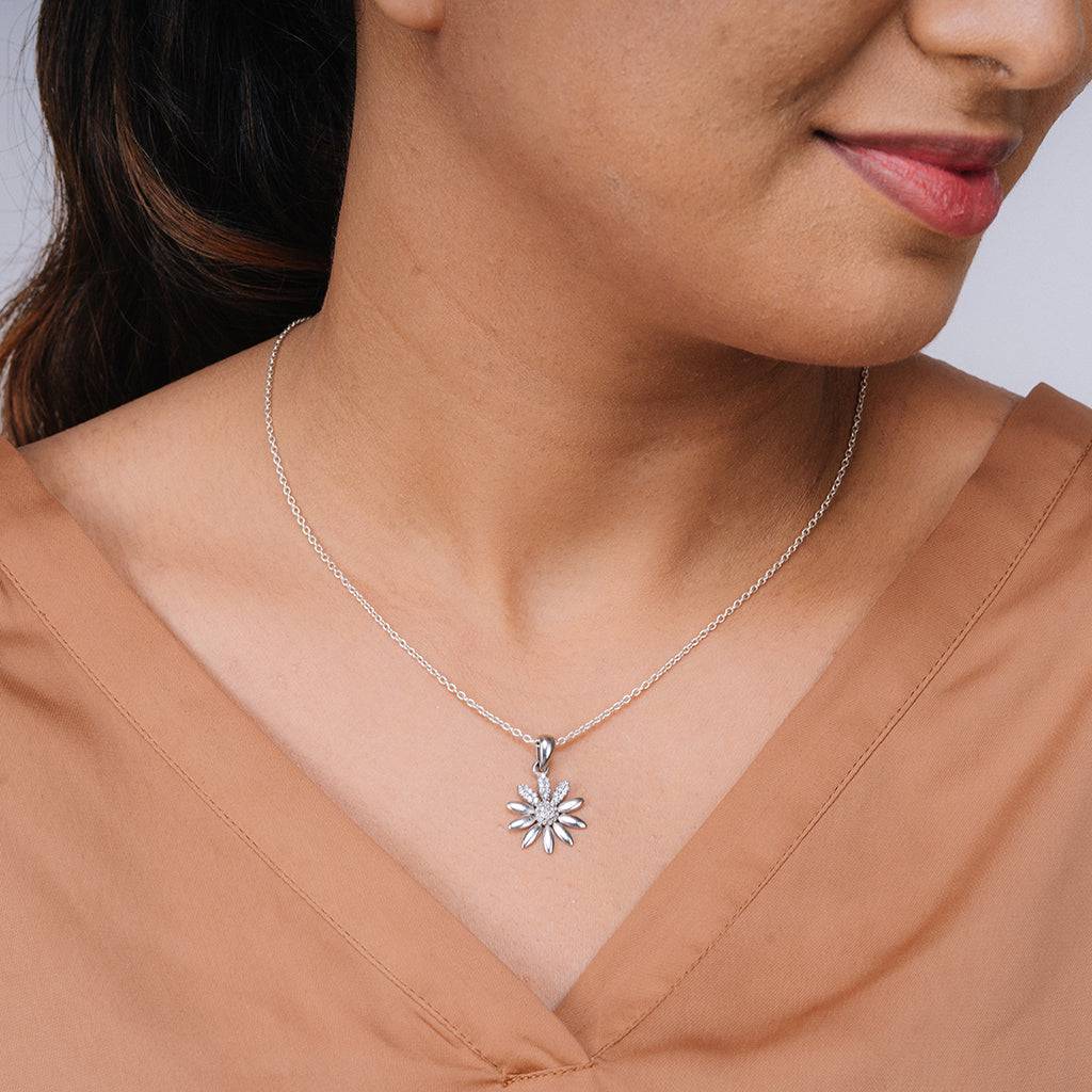 Radiant Sunflower Pendant With Chain