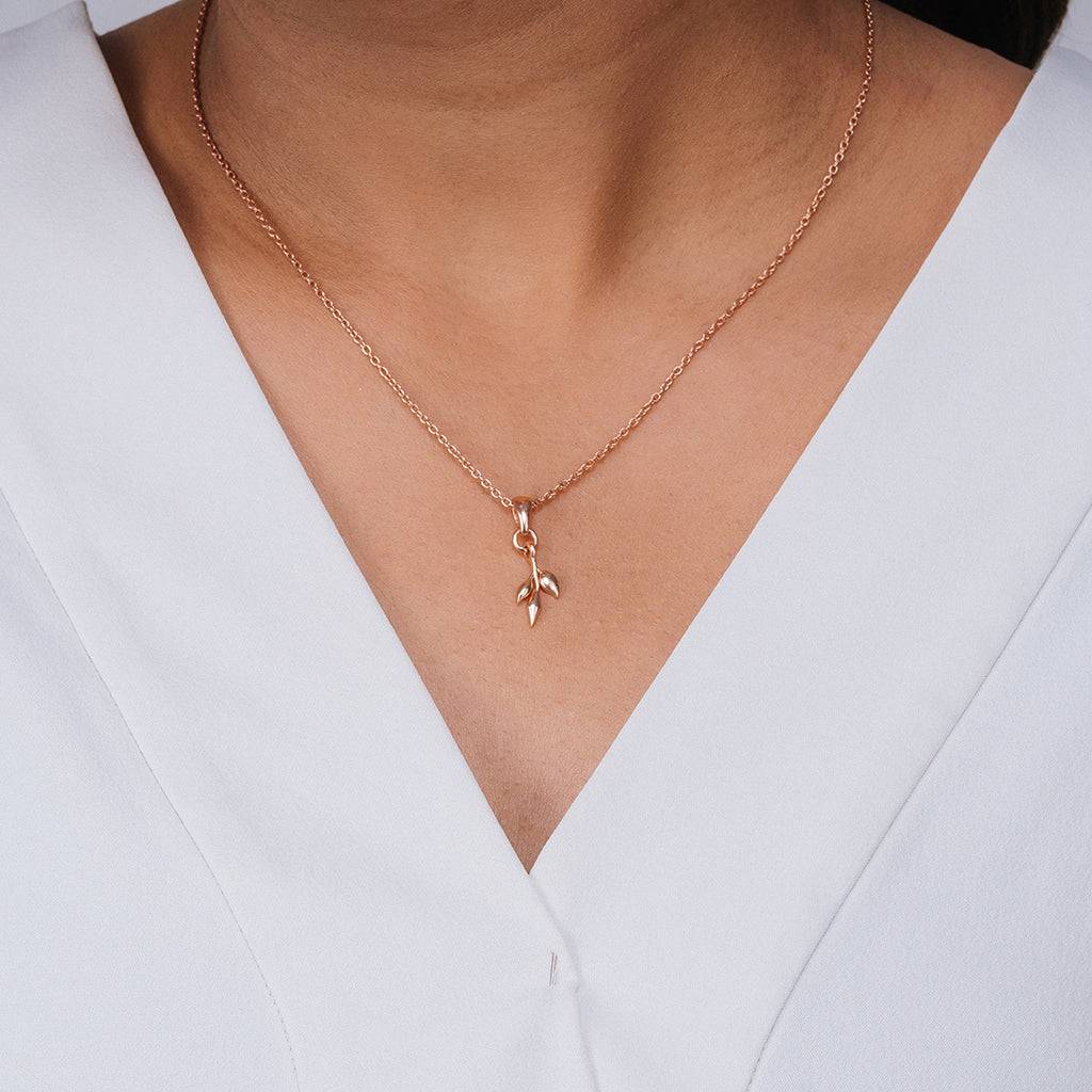 Olive Leaf Pendant With Chain