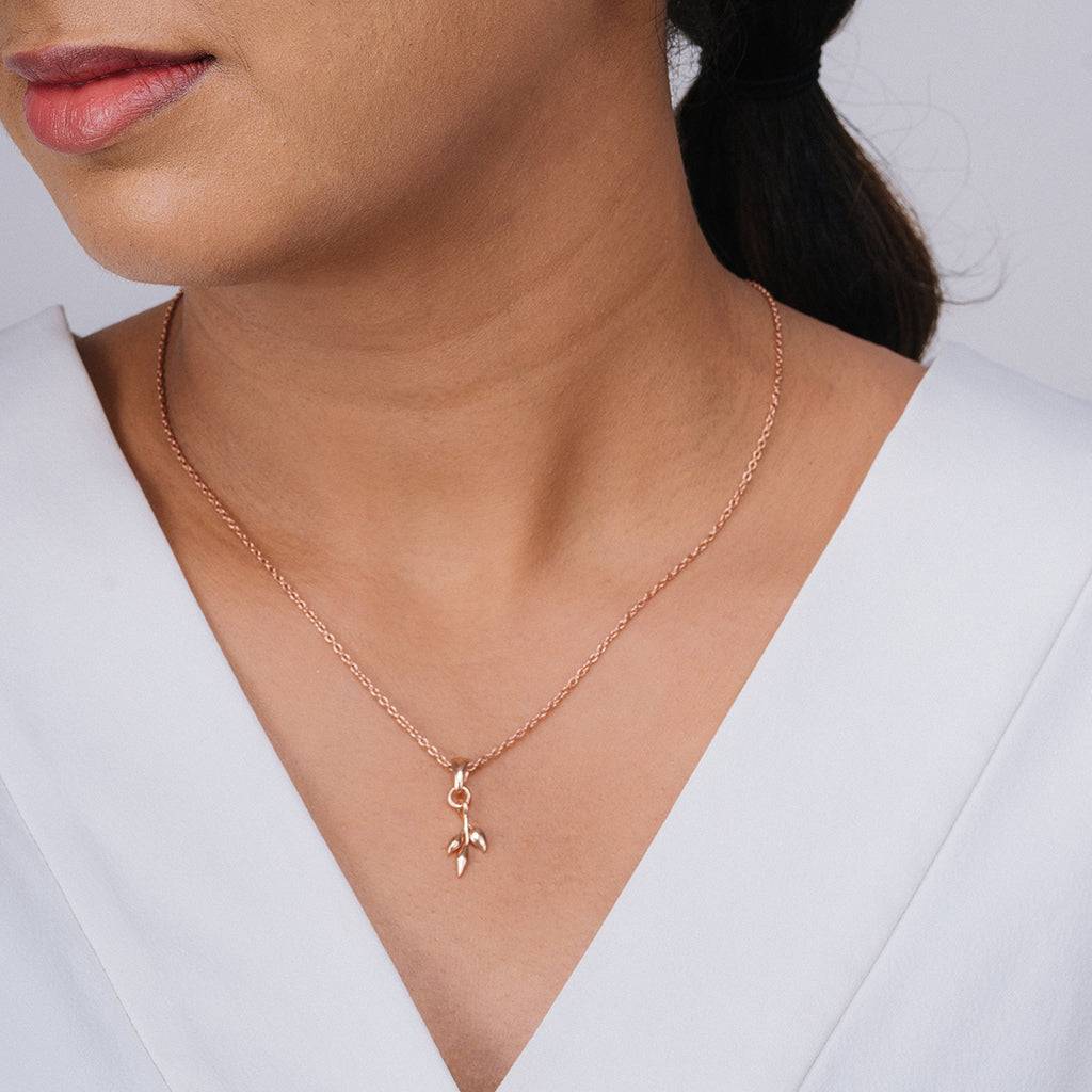 Olive Leaf Pendant With Chain