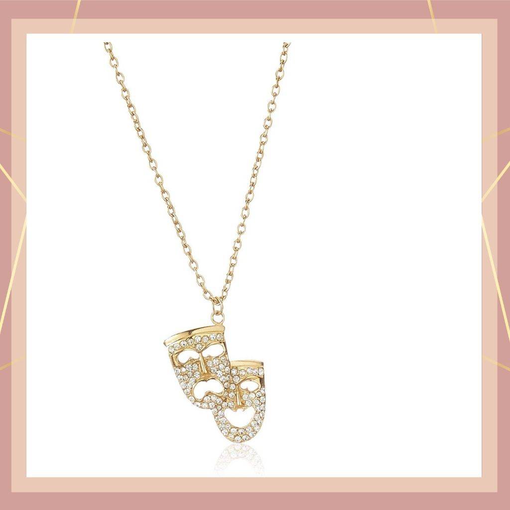 Estele Gold Plated Laughing & Sad Mask Pendant With Crystal For Women : 013PENDANT
