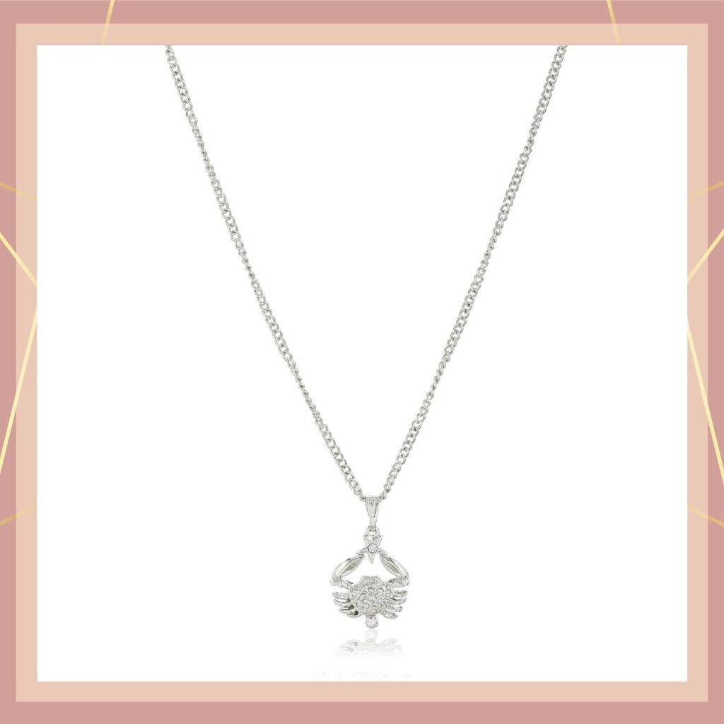 Estele Rhodium Plated Cancer Zodiac Sign Necklace For Women / Girls : 828-NKNK