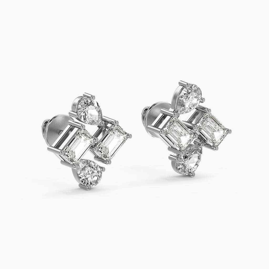 Geometric Grace Lab-Grown Diamond Earrings : AIER-044