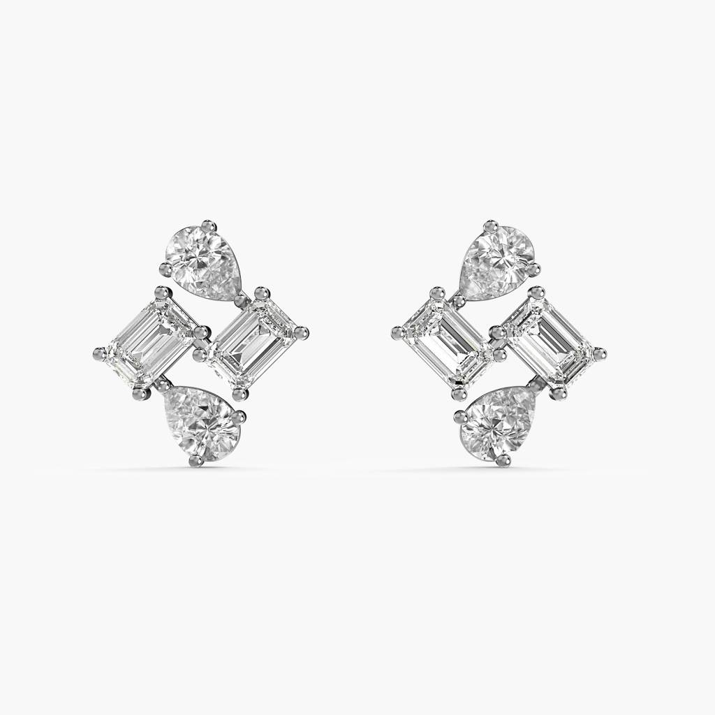Geometric Grace Lab-Grown Diamond Earrings : AIER-044