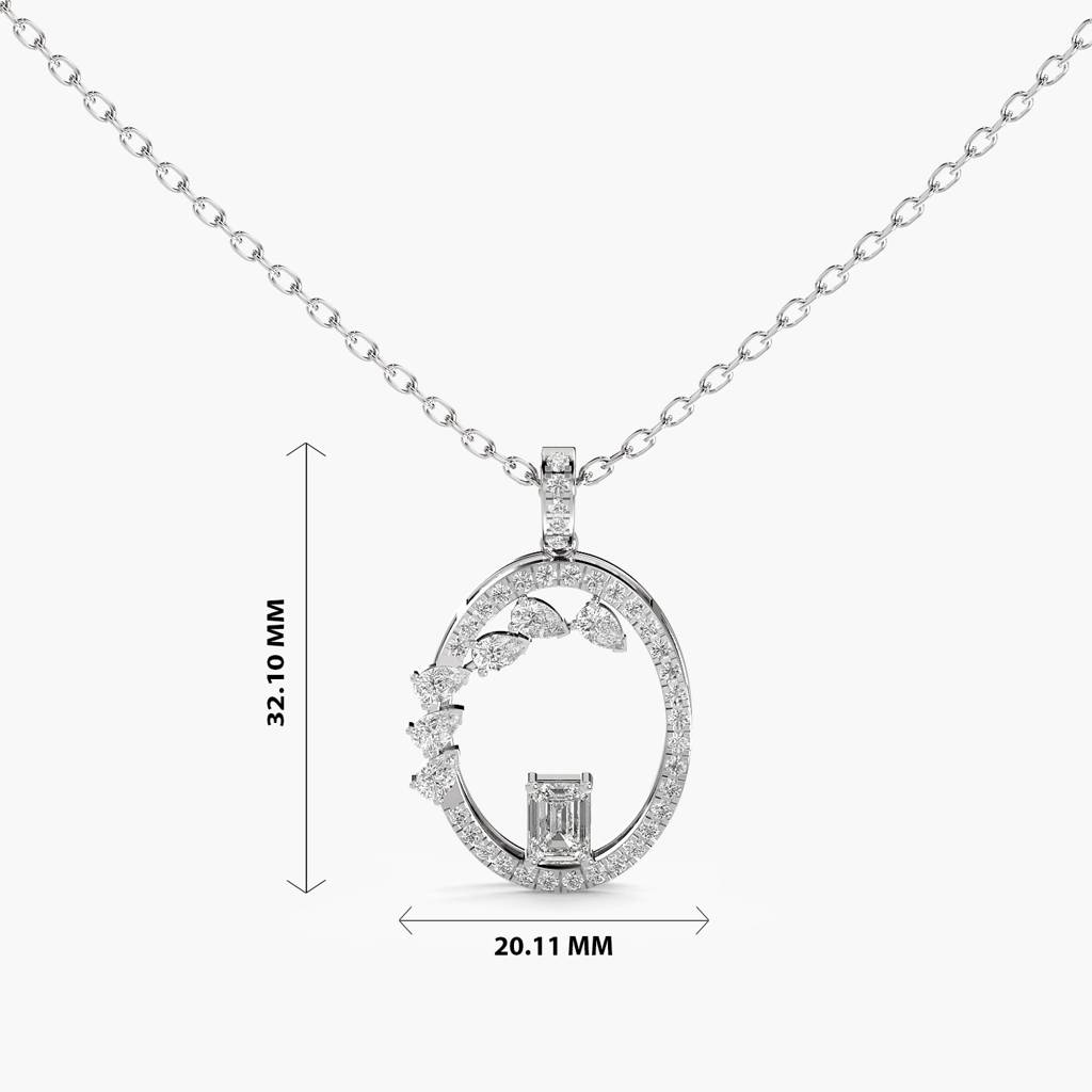 1.8 Ct Abstract Halo Necklace (With Chain) : AIPO-076A