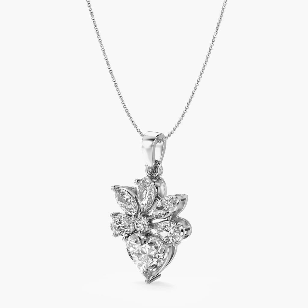 2.5 Ct Floral Heart Diamond Pendant : AIPO-093A