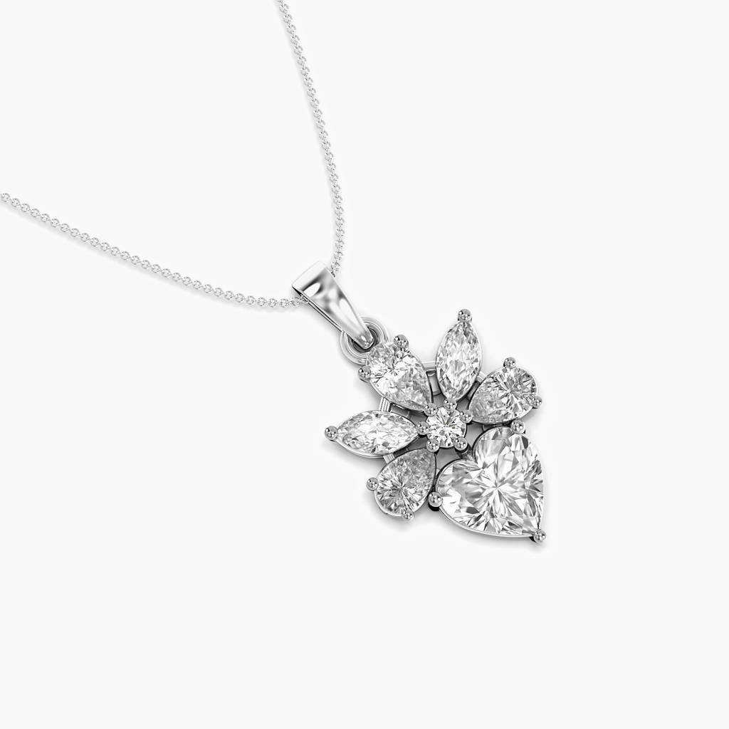 2.5 Ct Floral Heart Diamond Pendant : AIPO-093A