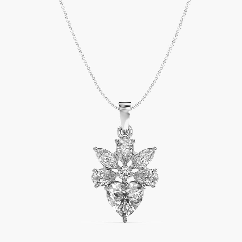 2.5 Ct Floral Heart Diamond Pendant : AIPO-093A